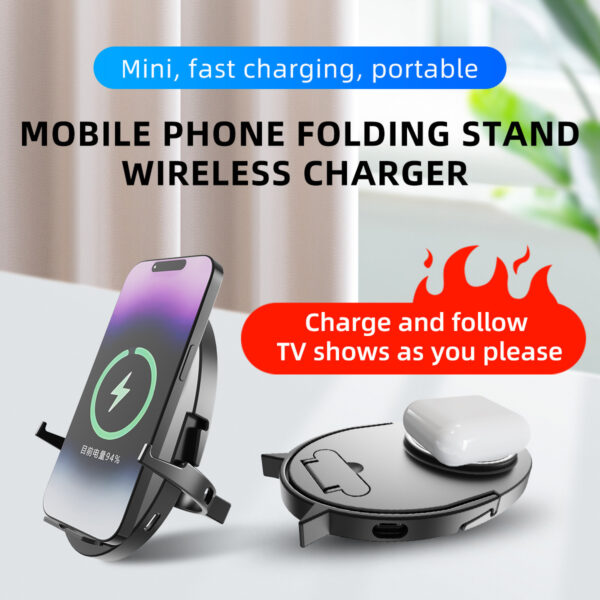 Folding 15W Fast Charging Mobile Phone Holder Wireless Charger - Image 6