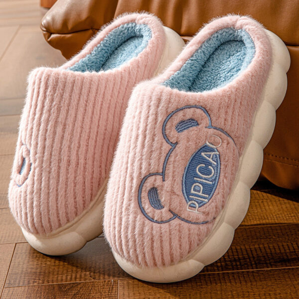 Cute Bear Home Slippers With Thick Bottom Non-slip for Winter and Bedroom