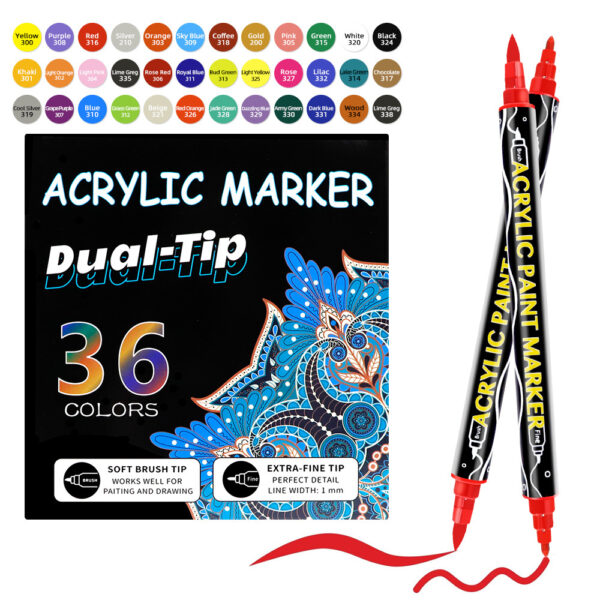 Acrylic Marker Pen Double-headed Stackable Water-based Paint Brush - Image 3