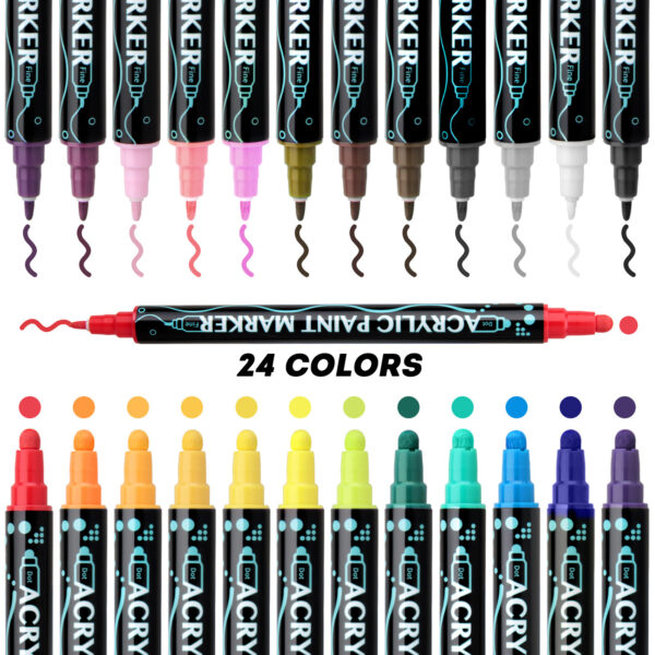 Acrylic Marker Pen Double-headed Stackable Water-based Paint Brush - Image 7