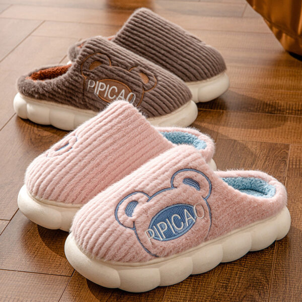 Cute Bear Home Slippers With Thick Bottom Non-slip for Winter and Bedroom - Image 3