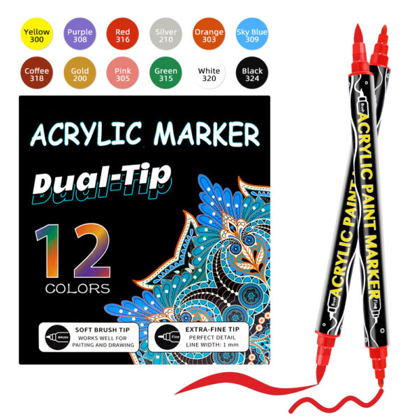 Acrylic Marker Pen Double-headed Stackable Water-based Paint Brush - Image 2