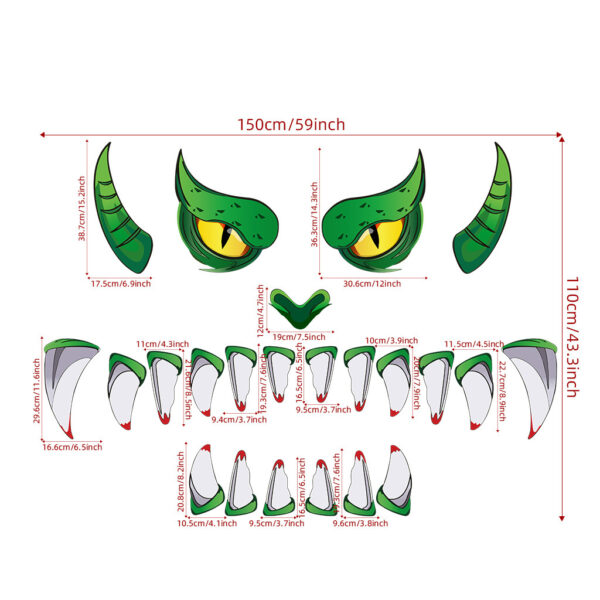 Creative Halloween Plastic Eyes Halloween Decoration Green Monster Halloween Door Sticker Decoration - Image 3