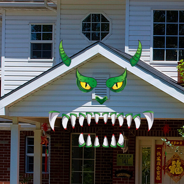 Creative Halloween Plastic Eyes Halloween Decoration Green Monster Halloween Door Sticker Decoration - Image 5