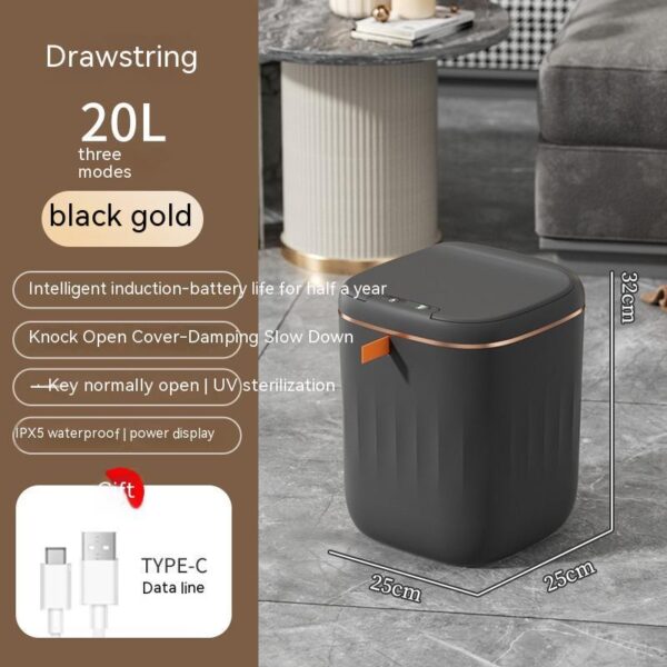 Smart Trash Can With Lid For Bedroom And Living Room Kitchen Storage Box Trash Can Induction Small Car Box Automatic Smart Dustbin Smart Trash Bin - Image 2